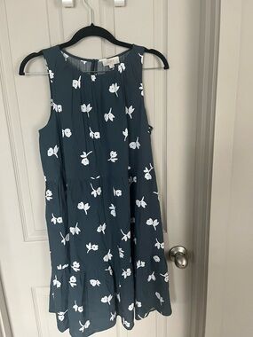 Loft Blue Floral Sleeveless Tiered Dress, NWT